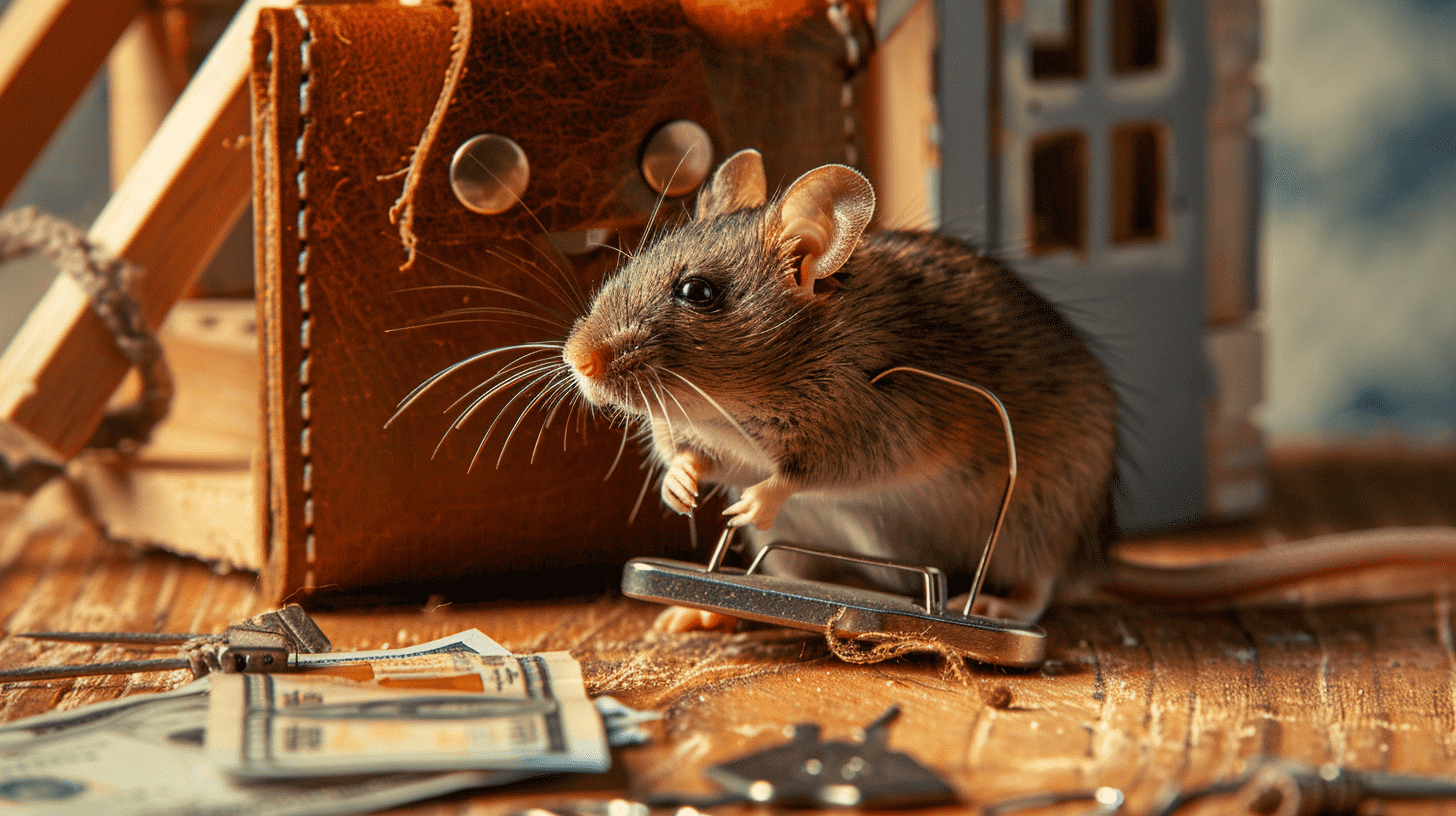 a mouse caught in a trap