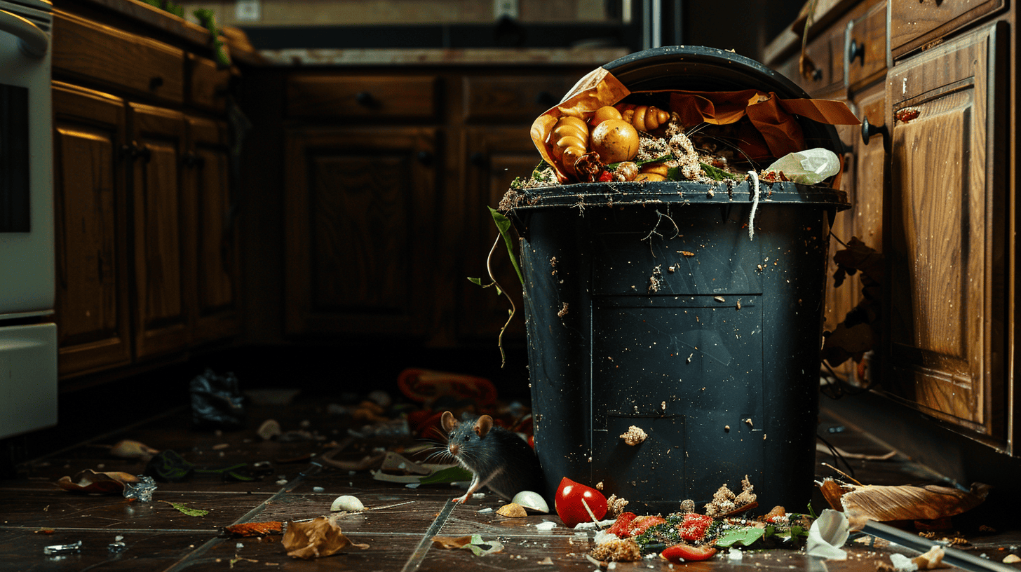 photo of a trash full of food leading to mice infestation