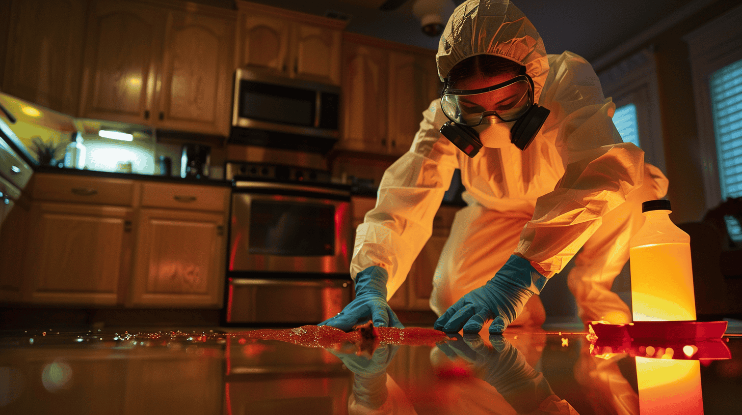 person cleaning mice poop