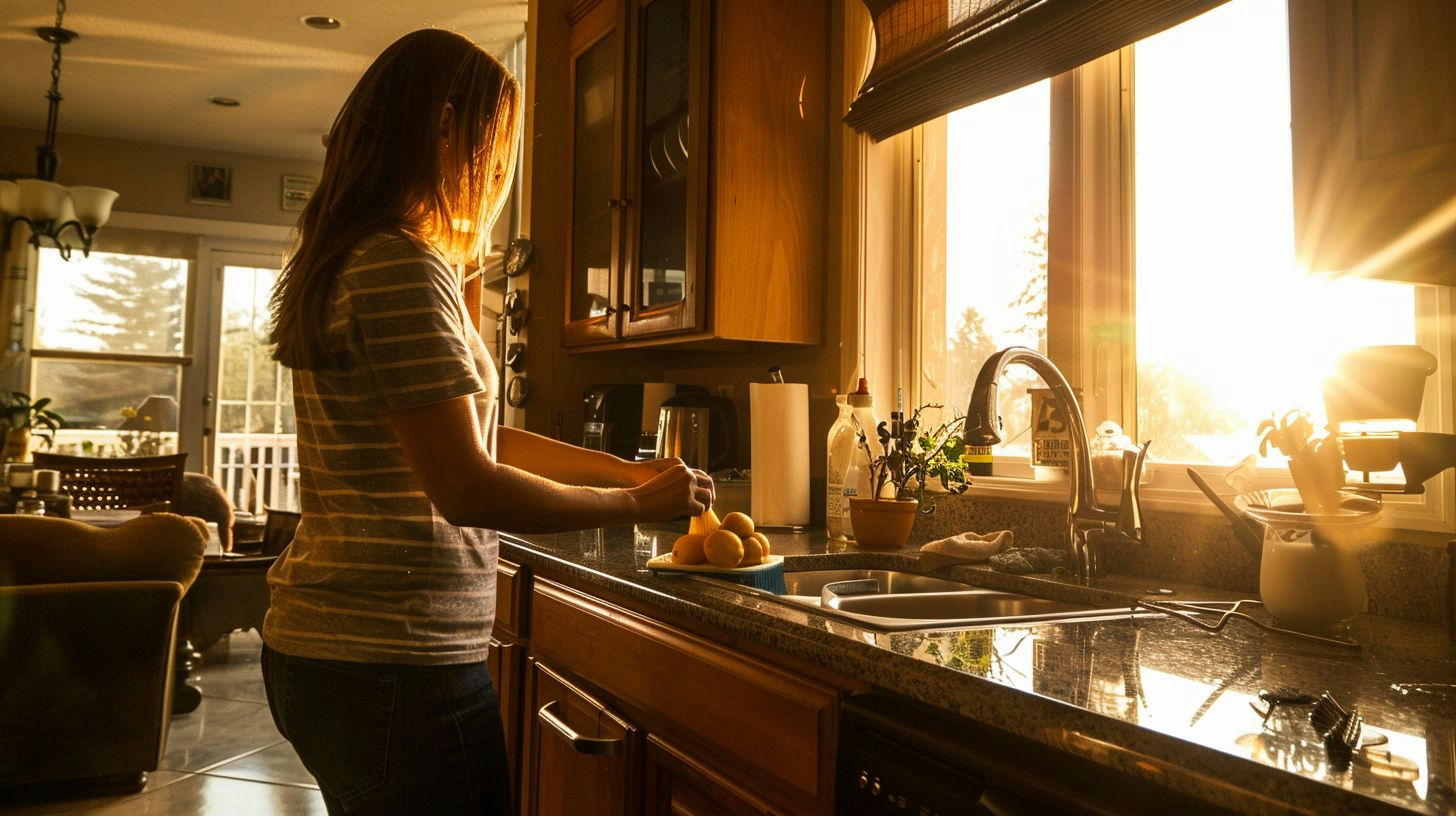 image of a person cleaning kitchen