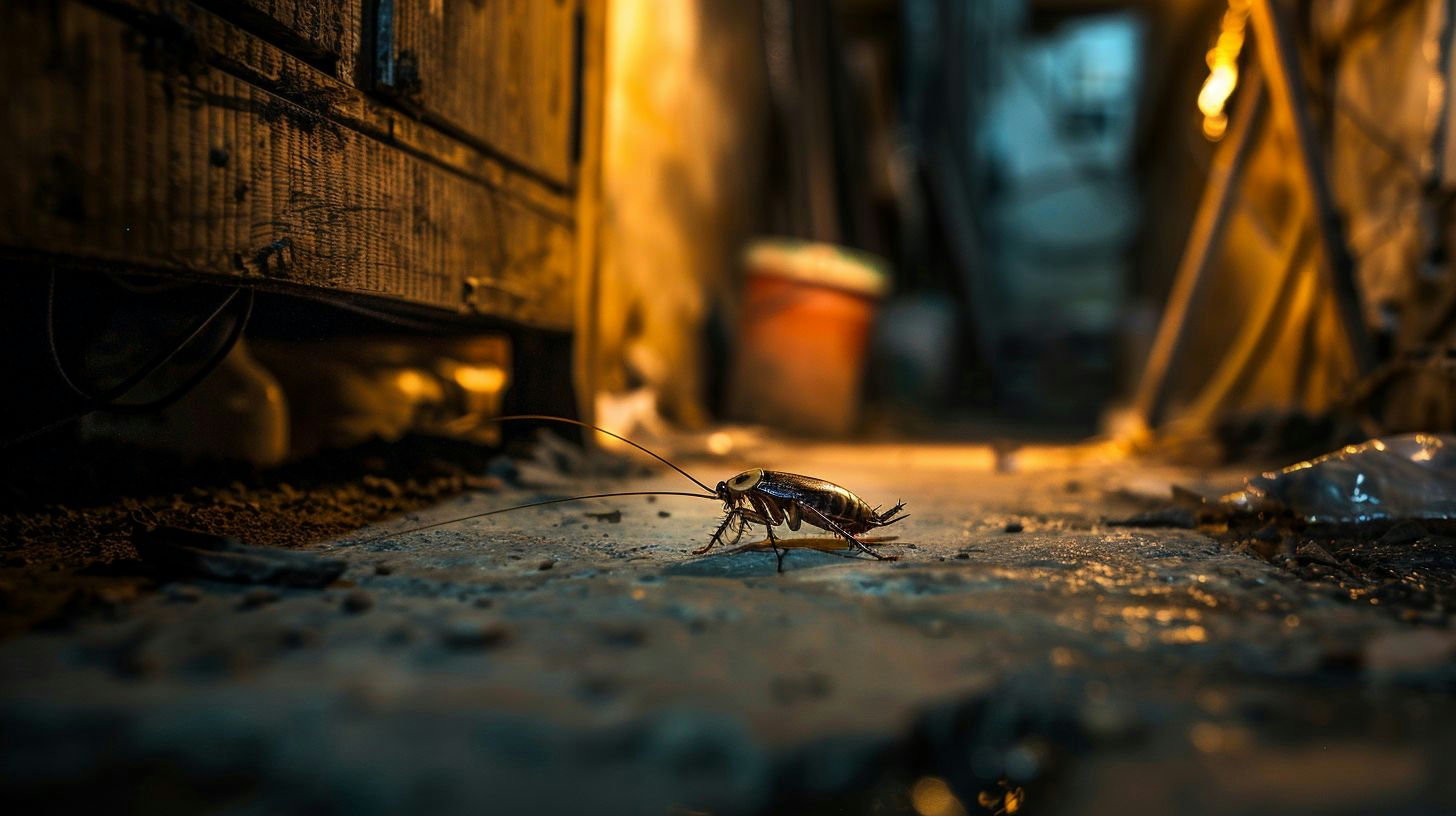 image of a cockroach about to enter a home