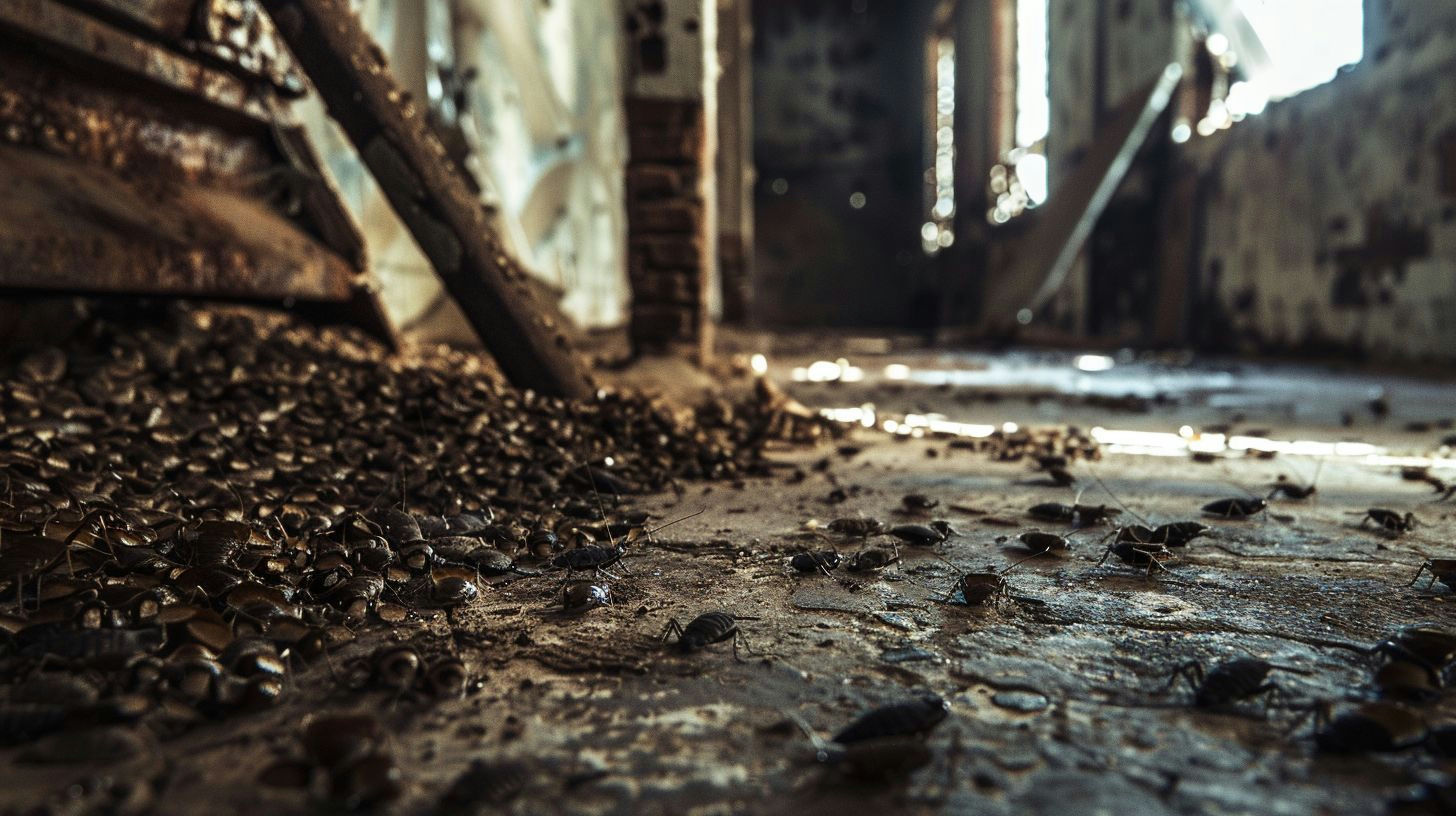 image of american cockroaches in an abandoned home