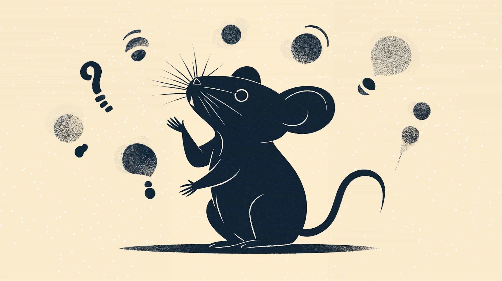 minimalist illustration of a mouse juggling symbols linked to do mice bite risks
